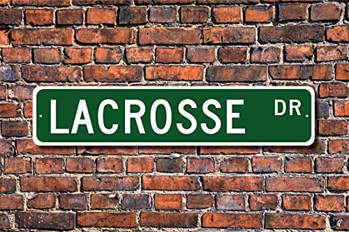 Fhdang Decor Lacrosse, Lacrosse Sign, Lacrosse Fan, Lacrosse Gift, Lacrosse Player, Lacrosse Stick & Ball Game, Custom Street Sign,Metal Sign, 4" x 18"
