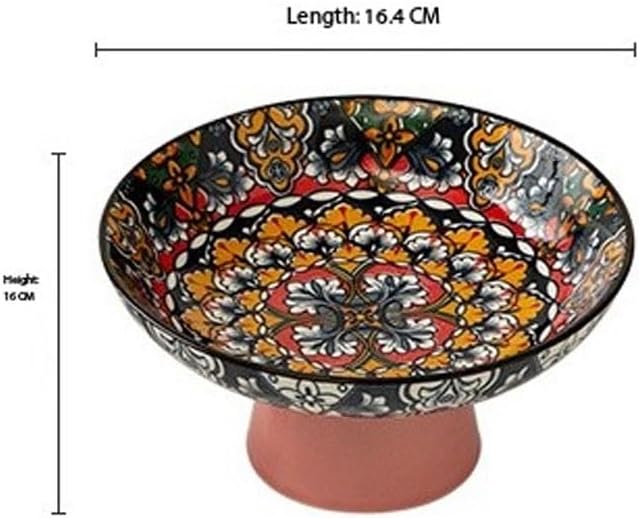 Enamel Colored Ceramic High Legged Fruit Plate Coffee Table Snack in The Living Room