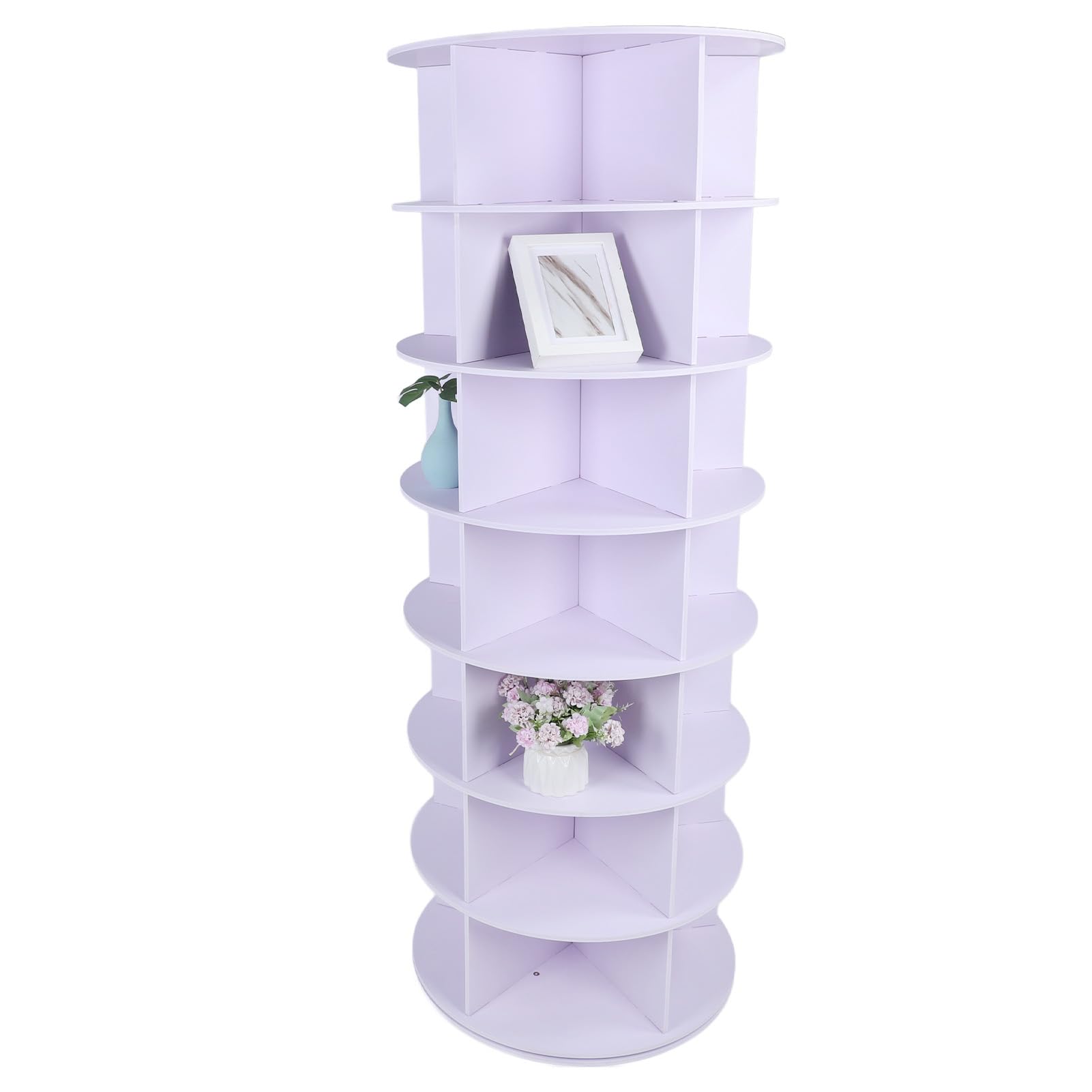 ZJchao 6-stufiger Rotierender Schuhturm aus PVC-Material, Rotierende Schuhpräsentation, Schuhschrank-Organisation, Rotierendes Schuhaufbewahrungsregal (7 Schichten)
