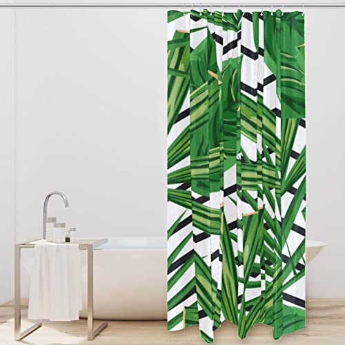 Rideau de douche imperméable plantes vertes 168x183cm avec crochets - 3
