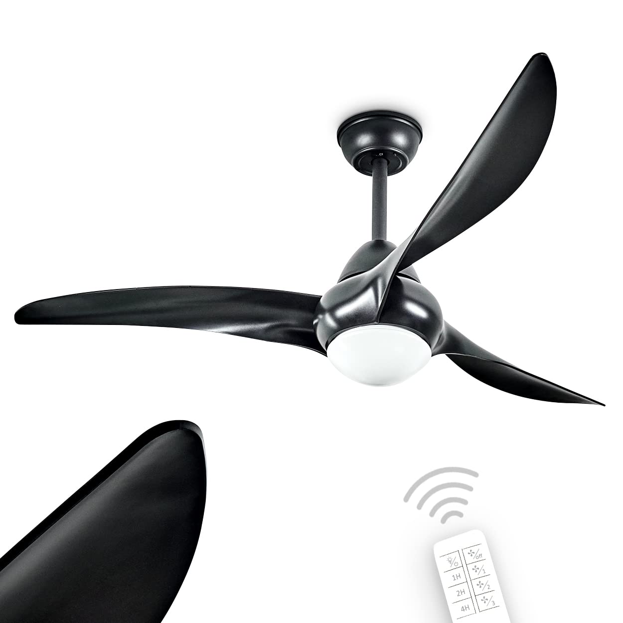 Hofstein Black Led Ceiling Fan Malloa, Ceiling Lamp Made Of Plastic In /White, 1 X Led 20 Watt (Incl.), Max. 2300 Lumen, 2700/4000/6500K, Dimmable, Up And Down Wind, Timer