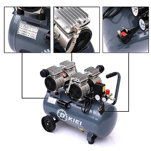 DKIEI 50L Air Compressor, Oil Free, 9.6cfm, 3.5HP/2.6kw, 115psi/8bar, Low Noise, Maintenance Free Compressor with 2 Pressure Gauges for Tire Pumping, Car Grooming, Home Spray-Painting, Nailing, Grey 6 DKIEI 50L Air Compressor, Oil Free, 9.6cfm, 3.5HP/2.6kw, 115psi/8bar, Low Noise, Maintenance Free Compressor with 2 Pressure Gauges for Tire Pumping, Car Grooming, Home Spray-Painting, Nailing, Grey - Image 6