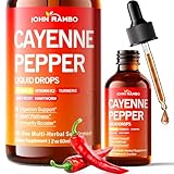 Cayenne Pepper Liquid Drops, Organic Cayenne Pepper Extract with Hawthorn Berry, Beetroot, Turmeric, Vitamin K2 & D3 Supplement for Immune Support, Circulation & Overall Wellness, Gluten Free, 2 Fl Oz