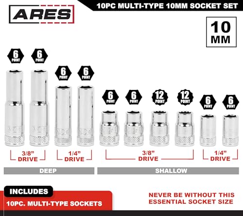 Image of ARES 39020 10-Piece Multi-Type 10mm Socket Set