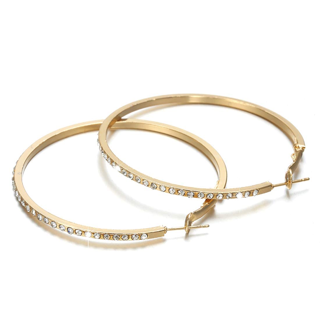 Jewelry Bazar Valentine Gold Plated Big Round Crystal Western Style Fashion Large Hoop Earrings for Women and Girls (Gold) (6cm) (B08H1B79QC) Amazon Price History, Amazon Price Tracker