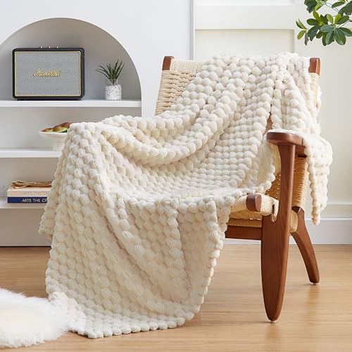 EXQ Home Fleece Throw Blanket for Couch or Bed - 3D Imitation Turtle Shell Jacquard Decorative Blankets - Cozy Soft Lightweight Fuzzy Flannel Blanket Suitable for All Seasons(50