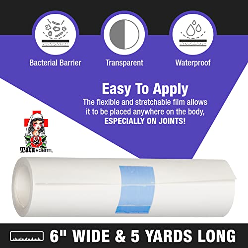 Tatu-derm® Tattoo Aftercare Rolls For Faster Recovery - Waterproof Adhesive Tattoo Barrier Film- Tattoo Wrap Made In the USA - Thumbnail 6