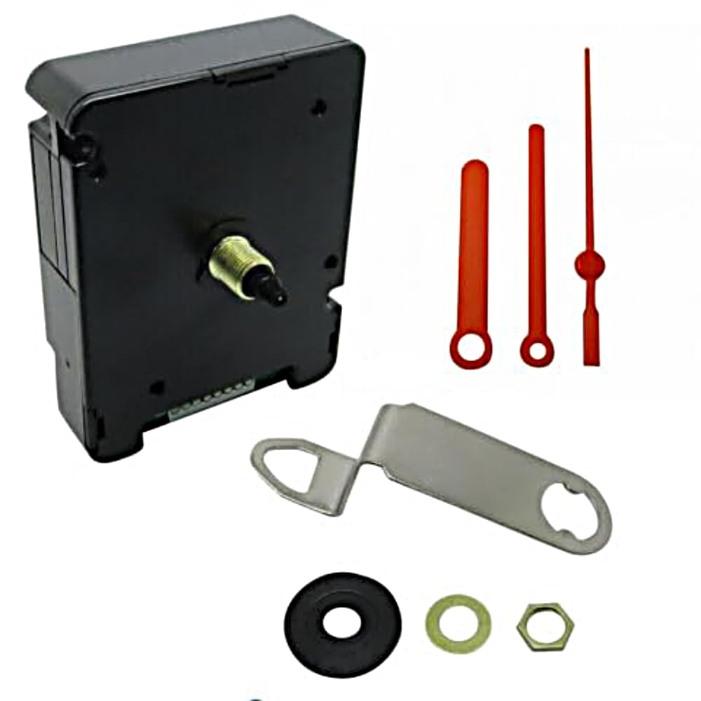 Silent Battery Operated Automic UK Radio Controlled Clock Movement Mechanism/Motor Quartz MSF Signal (1, 55mm Orange Plastic Hands)