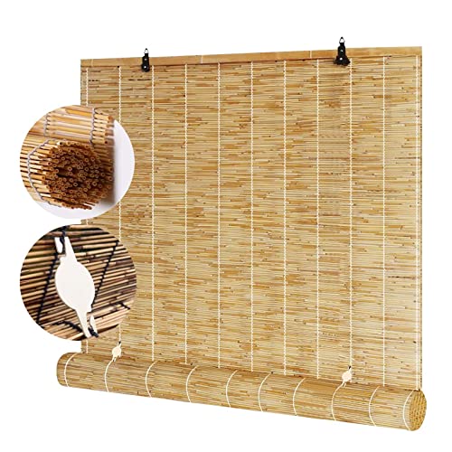Outdoor Reed Roller Blinds Cordless Bamboo Roman Shades Reed Privacy Curtains Bamboo Window Shades Outdoor Patio Shades Roll Up Patio Bamboo Shades 18-72 Inches Wide Sunscreen ( Color : Natural 1 ) #TOP14