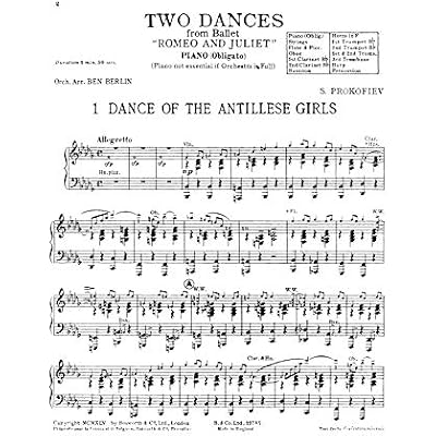 Two Dances from Romeo and Juliet arranged for Orchestra