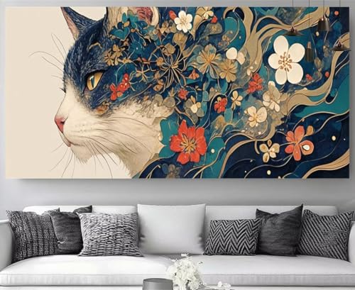 Diamond painting chat broderie kit complet 30x90cm DIY M-Y396