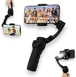 Estabilizador Celular Gimbal PEI M01 Suporte para Smartphone 3 Eixos, I.A., Rastreamento Facial, LED, Timelapse, Controle por Gestos, Tripe, Compatível iPhone, Android; (Preto)