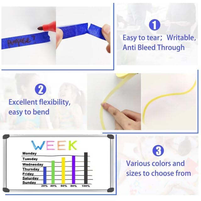 Image of EDSRDRUS Thin Painters Tape 1 /8, 1 /4, 1 /2,3 /4,1 inch Width 40 Yard Painter Tape Paint Tape Masking Tape, for DIY, Crafts and Art Paint Big Projects (Blue, 1 /8 inch+1 /4 inch+1 /2 inch+3 /4 inch X 4 Rolls)