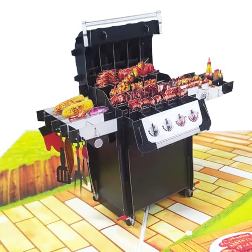 PQDGlobal 3D BBQ Pop-Up Card – Handmade Grilling-Themed Paper Art for Birthday, Anniversary, Christmas, Father’s Day – Unique Gift for Him, Dad, Husband, Son, Chef, Barbecue Lover