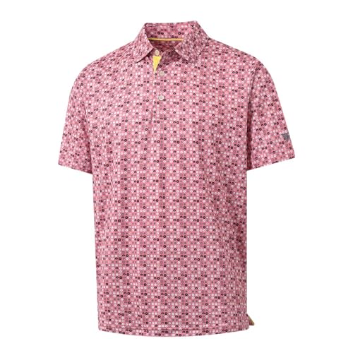 Image of M MAELREG Mens Golf Shirt Short Sleeve Dry Fit Print Moisture Wicking Performance Patterns Collared Polo Shirt