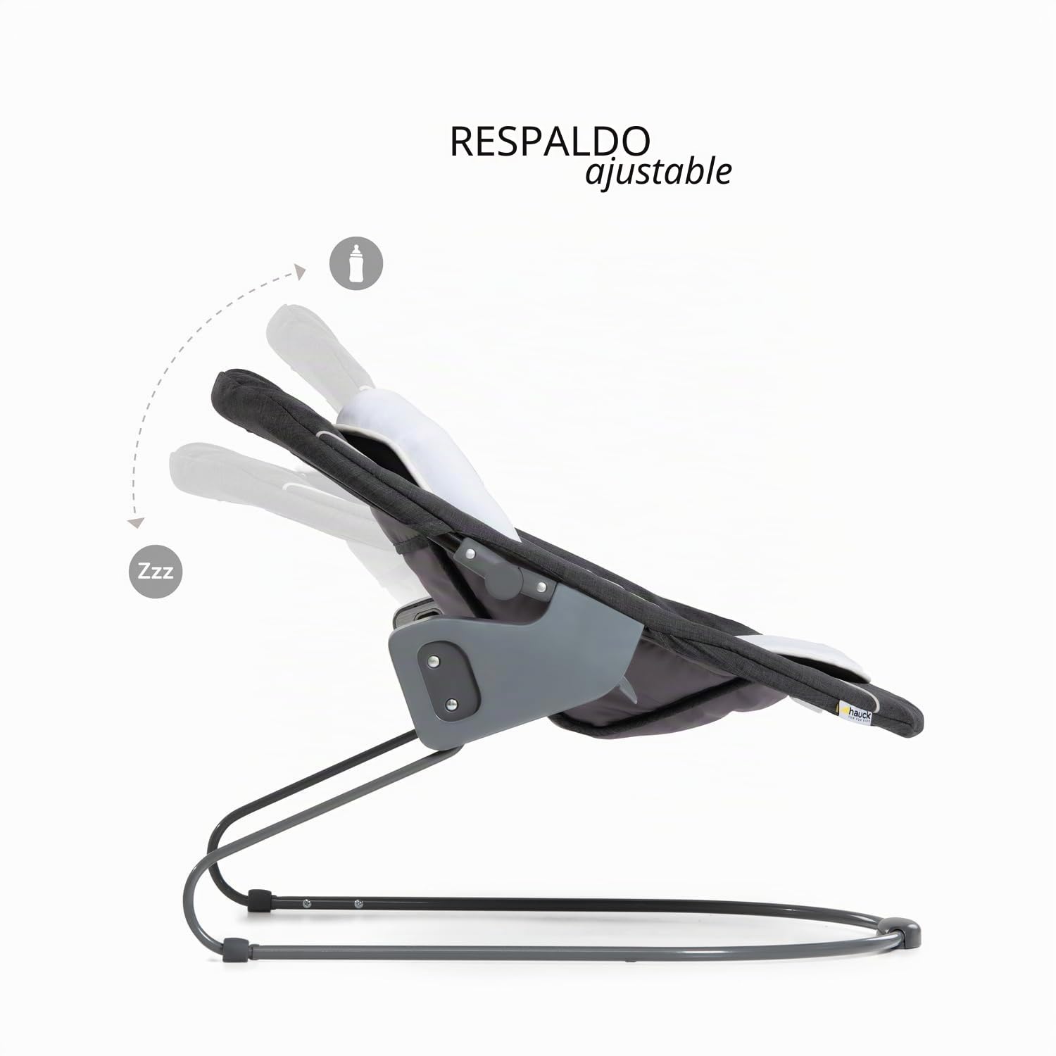 hauck Alpha Bouncer Deluxe 2 en 1 Hamaca Trona Evolutiva, Grey | Compatible con Alpha+ y Beta+, para recién nacidos hasta 9 kg, con arco de juegos, reductor de asiento y función de balanceo