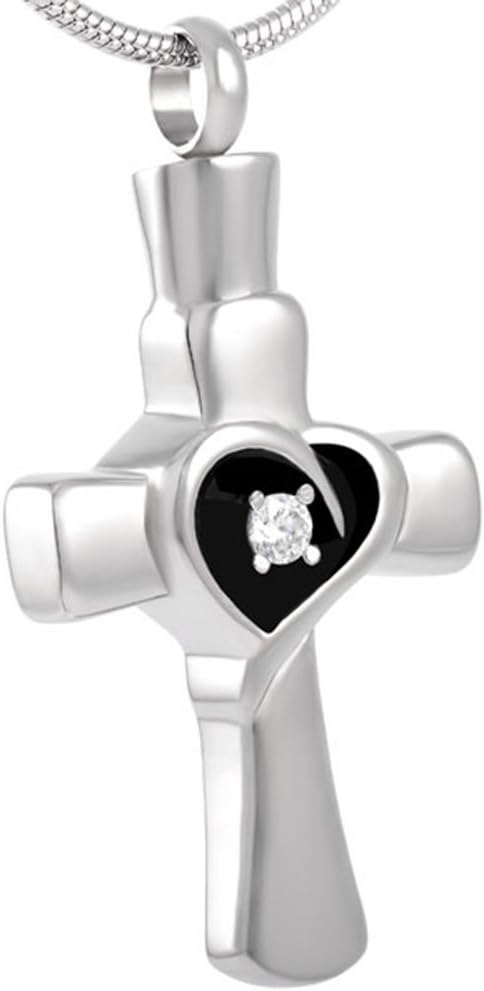 Cross Memorial Urn Necklace for Ashes - Cremation Keepsake Pendant - Funnel Fill Kit Included