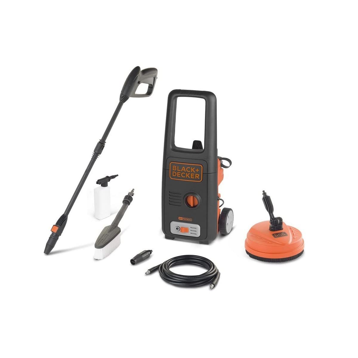 Black+Decker Hidrolimpiadora de Alta Presión BXPW1400PE con Patio Cleaner y Cepillo Fijo (1400 W, 110 Bar, 390 l/h)
