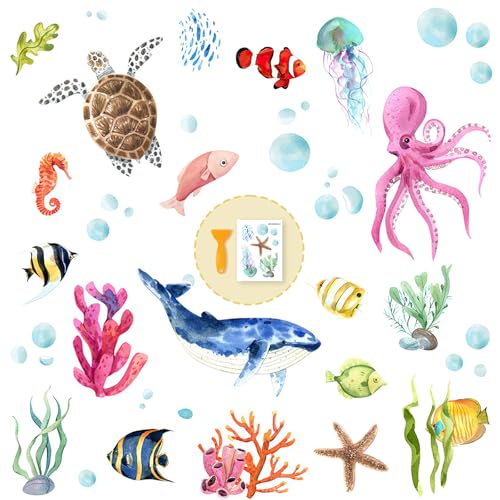 PRATIQUE Non Slip Bathtub Stickers, 6 Pages Sea Organism