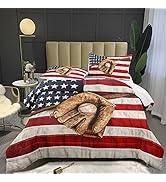 Bodhi Baseball Comforter Set Twin for Boys Baseball Bedding Set for Kids Baseball and American Fl...
