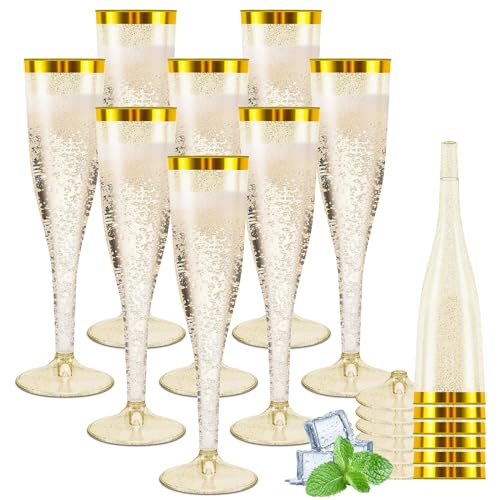Flûtes à champagne réutilisables à bords dorés pour buffet chic et cocktail