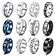 LOLIAS 12 Stück Edelstahl Ringe Herren Silber Blauen Schwarz Matt Finish Poliert Band Herrenring Kitten Spinner Ring Flaschenöffner Ringe Ehering Verlobungsringe Vintage Fidget Ring für Männer Damen