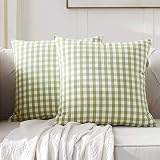 Foindtower Pack of 2 Farmhouse Decorative Gingham Throw Pillow Covers Classic Checkered Plaid Cushio