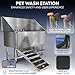 KANIS Professional Dog Washing Station - 304 Stainless Steel Pet Wash Sink & Grooming Bath Tub for Home with Ramp, Shower, Floor Grate, Storage Shelf, Faucet, Drain Kit for Large, Medium & Small Pets