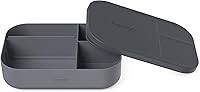 Bentgo Modern Tray with Matte Lid - BPA-Free Reusable Meal Prep Container, Removable Divider, 3-4 Compartments for Adults (Dark Gray)