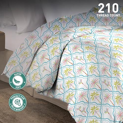 Image of MYTRIDENT Soft Comfort Comforter, 100% Cotton Cover, 200 GSM Fiber Filled Comforter, 88 Inches x 104 Inches, King Size Comforter, Printed, AC Blanket, Reversible - Fiona