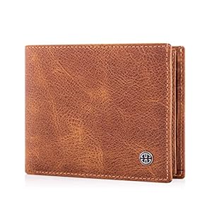 TRUSADOR Savona Classic Men’s Wallets Leather Bifold with RFID Wallet for Men Gift Box, Cognac, Classic