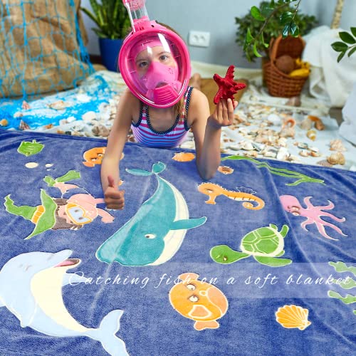 Image of Gitrat Fleece Blanket Throw Blue Toddler Boy Blankets Soft Plush Throw Blankets for Kids 50 inchx60 inch