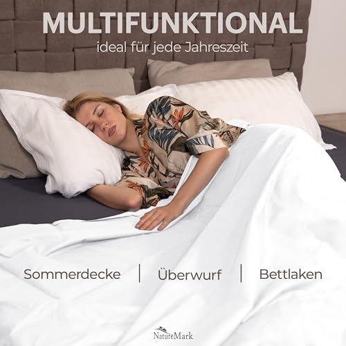 Betttuch/Bettlaken/Haustuch 250x150 cm weiß von Green Mark Textilien® 100% gewebte Baumwolle
