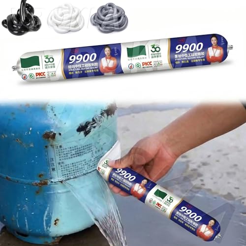 Image of White Silicone Sealant Waterproof Super Strong 9900 Water Sealant Fast Drying Leakage Repair Adhesive Durable Weatherproof Silicone Glue Paste for Roof Concrete Water Tank Metal Plastic (750g)