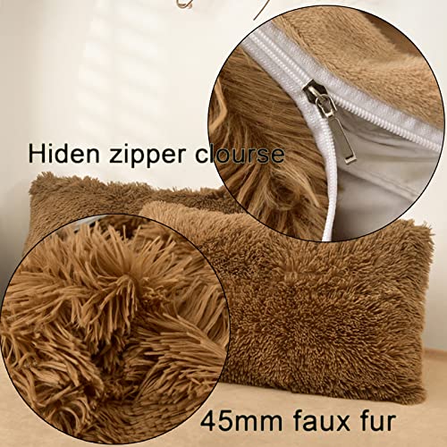 Morromorn ZT-CM Decorative Pillows Covers, 2 Packs Faux Fur Pillow Cases Standard Size, Luxury Shaggy Throw Pillowcase Cushion Shams With Zipper Closure Room Decor For Couch Sofa Bed thumb #3
