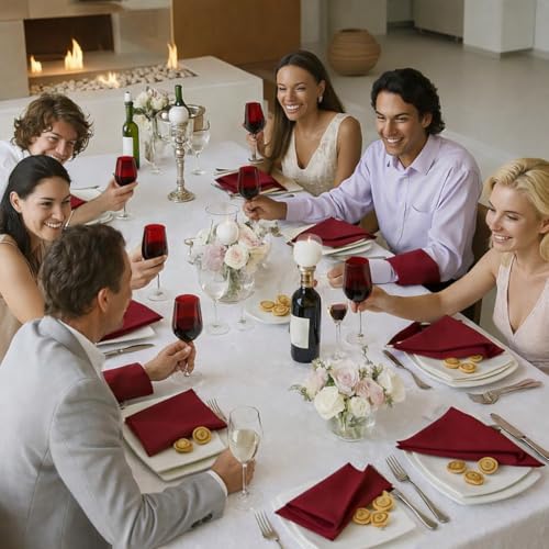 Image of Luxury Dinner Napkins Set of 6-100% Heavy Cotton 400 Thread Count Cloth Napkins 22x22 Inch - Soft & Reusable Premium Table Napkins for Restaurant, Hotel & Home Dining - Burgundy
