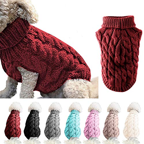 Ponacat Pulls pour Chiens Chiot pour Animaux domestiques Temps Froid Manteaux vêtements de Mode col roulé Tricot Tricots Outwear Cover