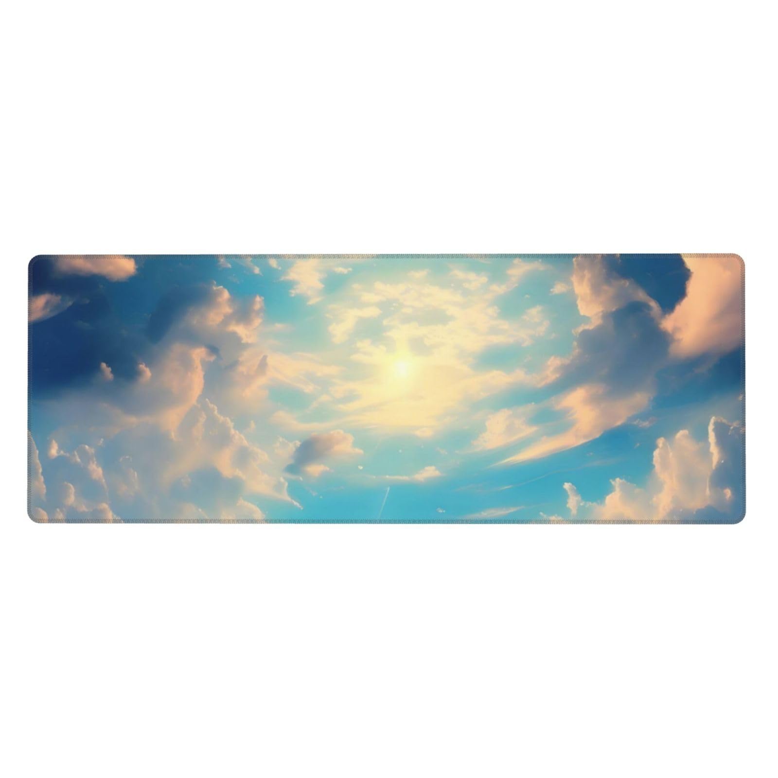Cloudy Sky Mouse Pad 12x31.5 in Long Computer Mouse Mat Mousepad with Non-Slip Base for Gaming and Office