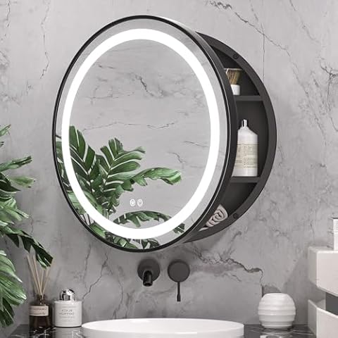 Keonjinn 24" Black Lighted Medicine Cabinet Cover