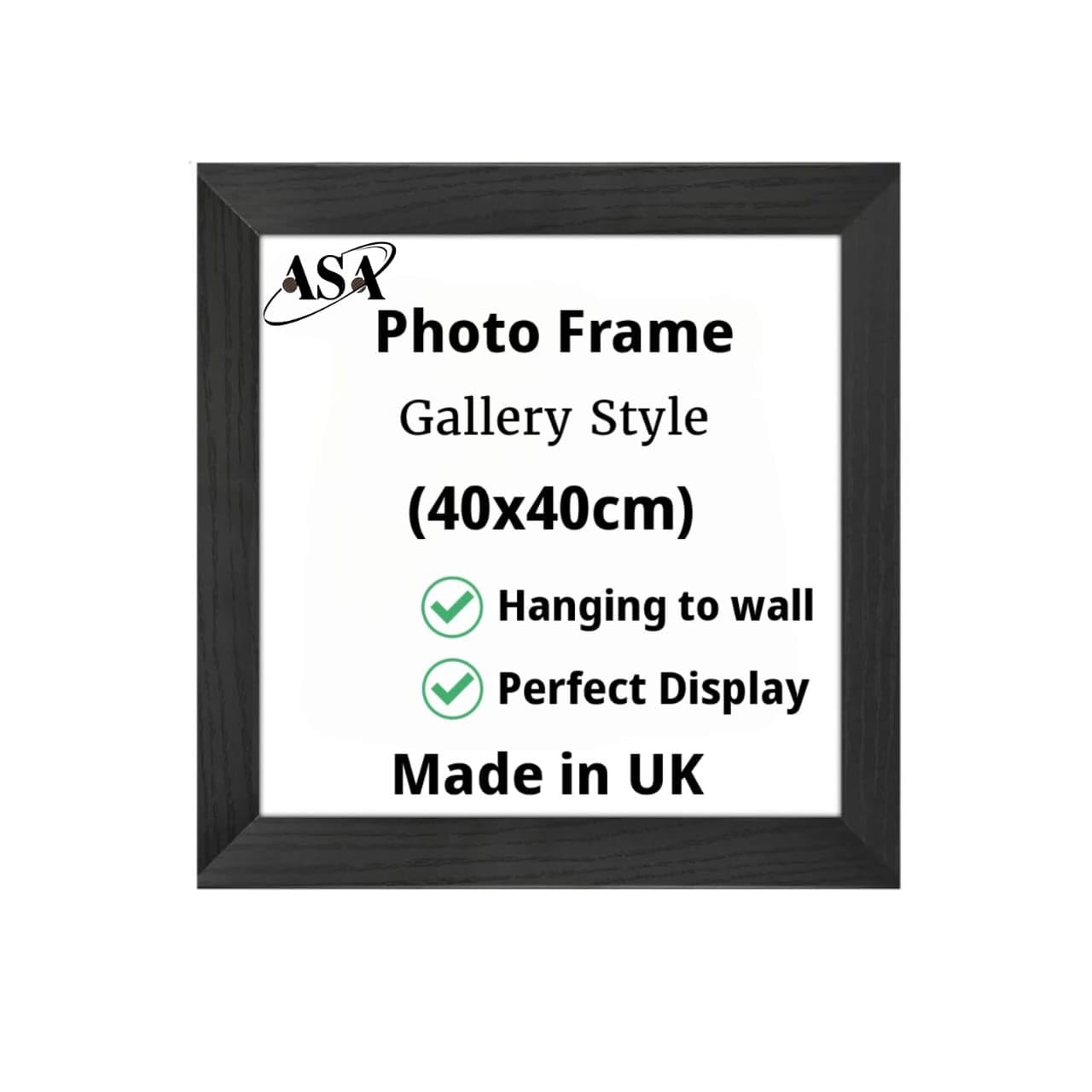 Asa Black 40X40 Modern Photo Frame Wooden Picture Frames Mdf Portrait Or Landscape Wall Mountable Poster Certificate Frames White Oak (, 40X40)
