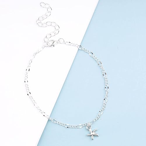 Miniatura 2 de Tobillera bohemia con estrella de mar colgante, pulsera de tobillo de plata con cadena Figaro vintage, tobillera de verano, joyería para mujeres y