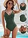 Blooming Jelly Women One Piece Swimsuits Tummy Control Bathing Suit Gold Ring Full Coverage Slimming Swimwear(X-L, Army Green)