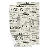 Chintiz Juego de 2 toallas de mano con temática de Londres, altamente absorbentes, toalla suave para baño, cocina, dormitorio, spa, granja, hotel, té de invitados