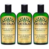Hemp Massage Oil, All Natural, Unscented for Sensitive Skin, Relaxing, Sensual, Healing, Non Greasy for Stress Relief, Fragrance Free, Hypoallergenic with Grapeseed, Jojoba, Avocado Oils (3-Pack)