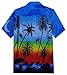 Hawaiian Shirts for Men 42 Tropical Palm Trees Print Aloha Holiday Beach wear Dark Blue
