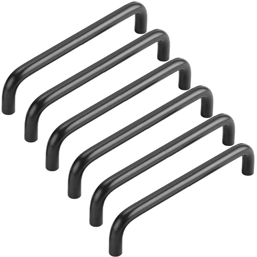 ZESLIV Pack of 6 Furniture Handles, Kitchen Cabinet Handles Made of Aluminium, Hole Spacing 320 mm, Black Bar Handles, Drawer Handle with Screws for Children's Room, Wardrobe