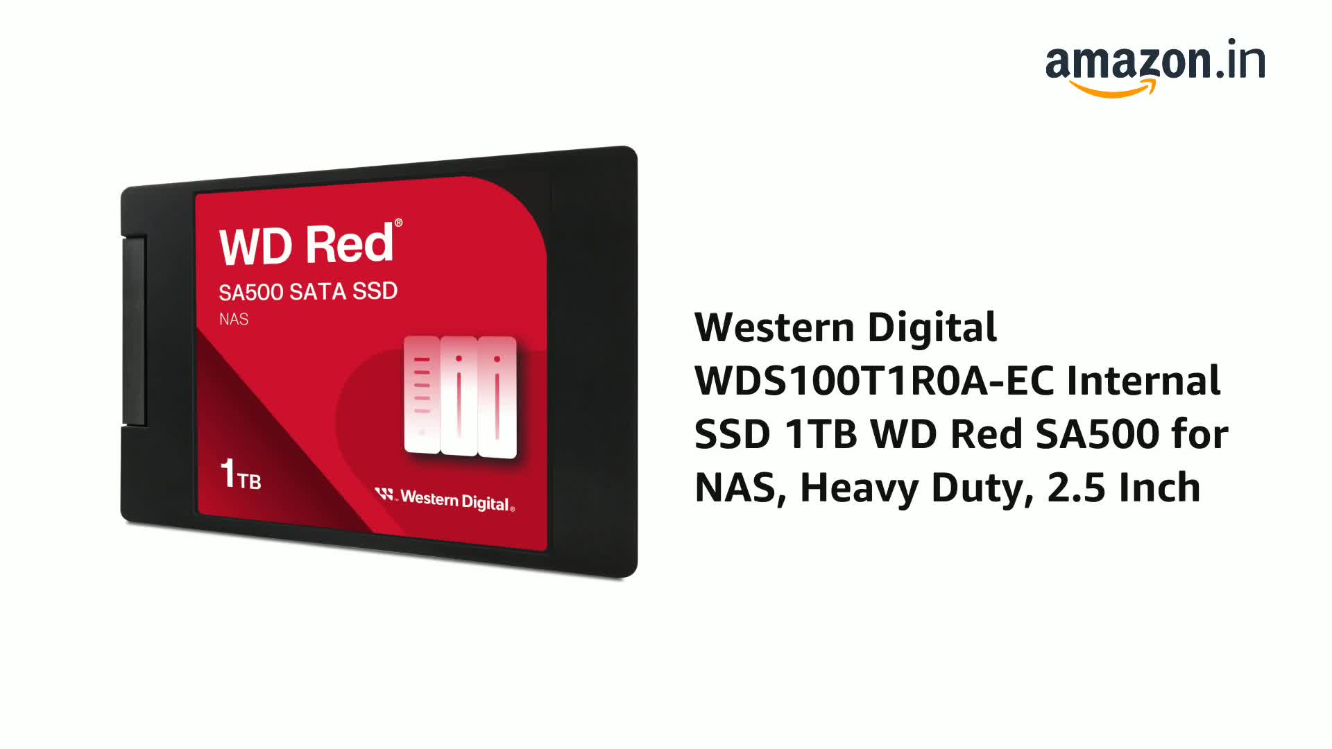 Western Digital WDS100T1R0A-EC SA500 Internal WD Red SATA SSD, 1TB
