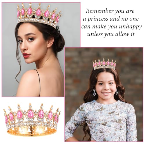 Grevosea 1 Stück Krone Damen Prinzessin Tiara Kristall Krone Damen Vintage Tiara Krone für Frauen Glitzernde Braut Diadem Haarschmuck für Brautkrone,Hochzeit,Abschlussball,Festzug Geburtstag Party(B)