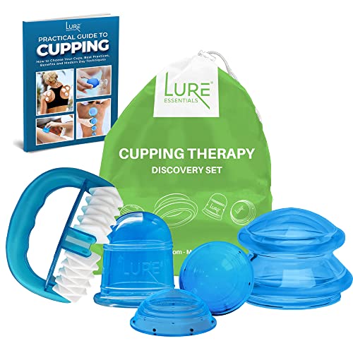 Image of Lure Essentials Silicone Cupping Set Beginner Set - Cupping Therapy Set for Muscles Joints and Cellulite with Body Massager Cupping Set Massage Therapy Cups
