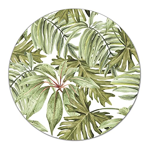 Coloray Tabla De Cortar Placa De Induccion ⌀ 40 cm Protector Vidrio Templado Cocina Para Servir Platos - Luz de hojas de plátano luminoso